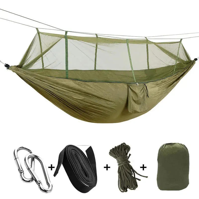 1-2 Person Hammock Outdoor Camping Hammock With Mosquito Net High Strength Parachute Swing Bed For Outdoor Hammock For Camping