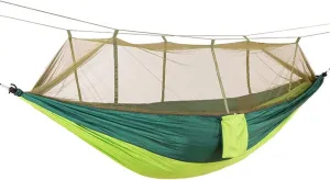 1-2 Person Portable Outdoor Camping Hammock with Mosquito Net High Strength Parachute Fabric Hanging Bed Sleeping Swing (Color : Gray) (Fruite Green)