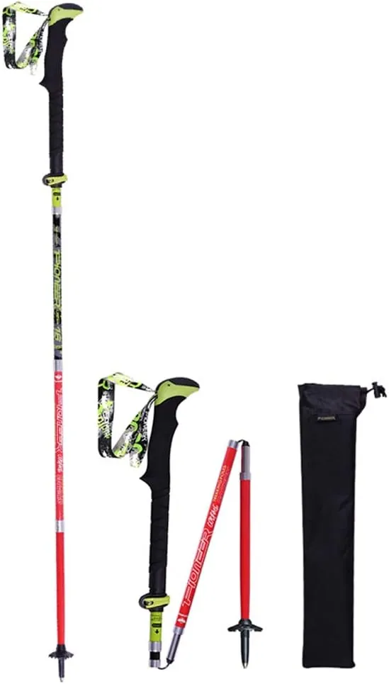 1 Pack CollapsibleTrekking Poles,Carbon Fiber Aluminum Adjustable Lightweight Hiking Sticks, Strong and Anti Shock Telescopic Walking Sticks Quick Adjust Locks for Hiking, Camping