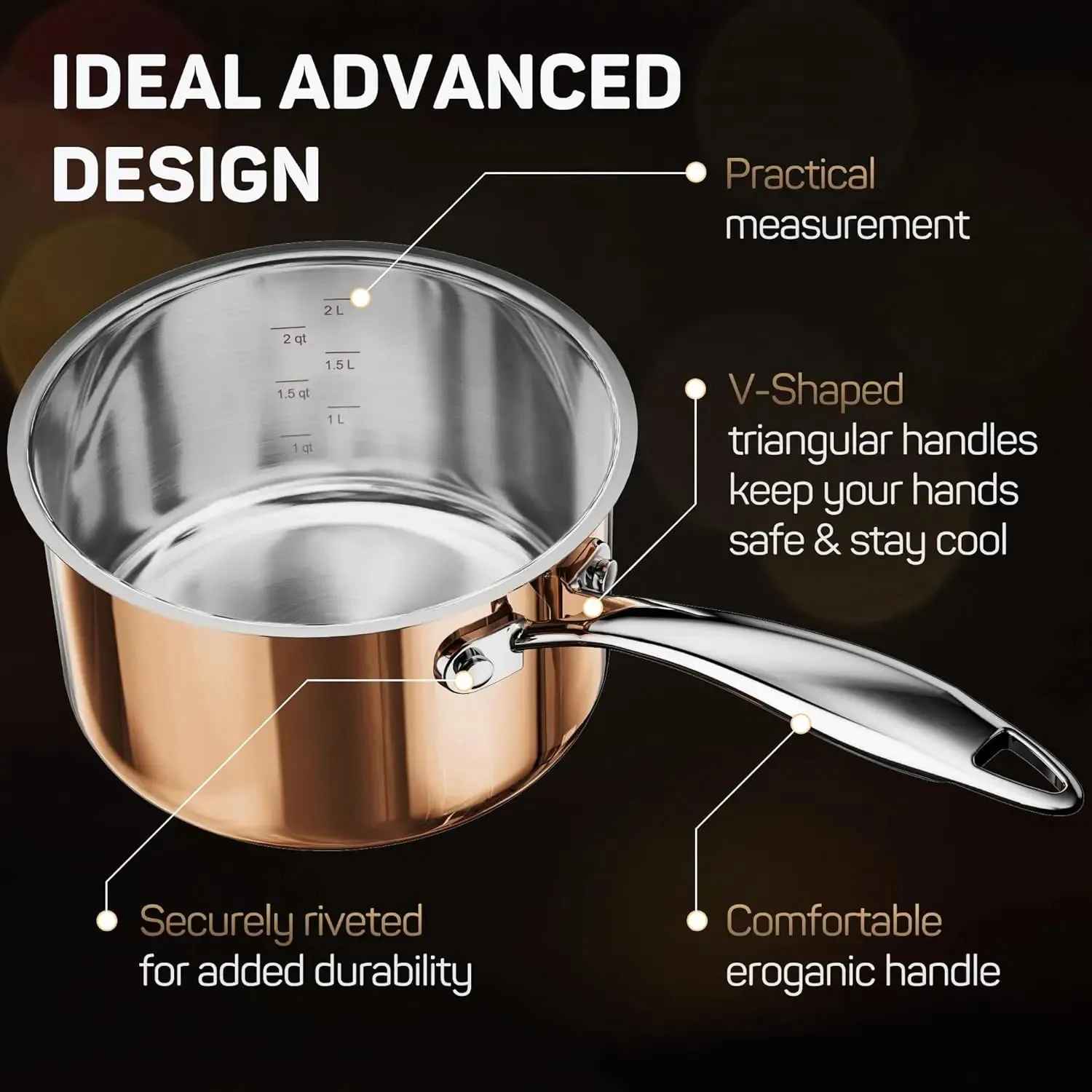 10-Piece Copper Tri-Ply Stainless Steel Cookware Set – Induction & Oven Safe