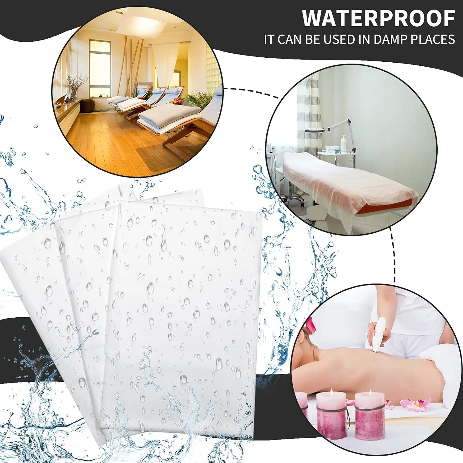 100 Pieces Disposable Bed Sheets Non-woven Spa Fabric Sheets Waterproof Massage Table accessories Oil Proof Bed Cover for Travel Spa Tatto Hotel Salon, 31.5 x 71 Inch(White)