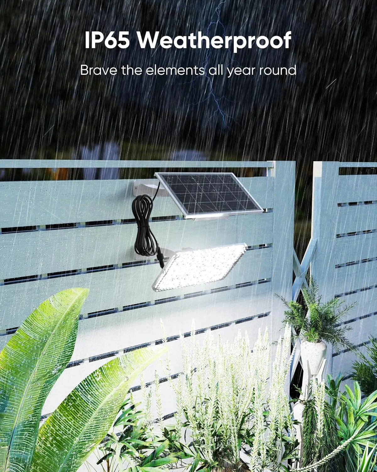 1000 Lumen 299 LED Solar Dusk to Dawn Light Outdoor JACKYLED Solar Powered Spotlight with 4000mAh Battery Outside Waterproof Wall Mount Security Light for Porch Storage Room Patio Shed (White, 2-Pack)