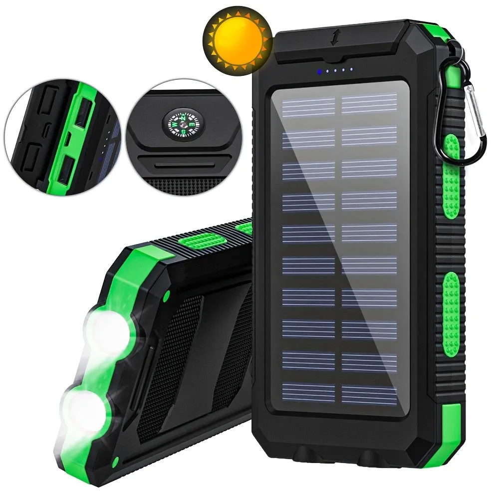 10000mAh USB Portable Charger Solar Power Bank