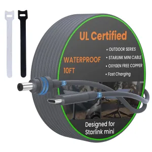 10FT Starlink Mini Cable, Starlink Mini USB C to DC Power Cable Cord 100W Input USB Type C to DC Cable, DC Power Cable Direct to USB-C for Starlink Mini Work with 100W  PD Source Waterproof 19AWG 3M