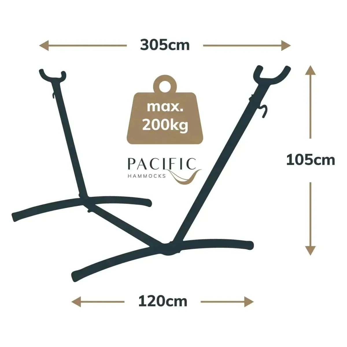 10ft White Universal Steel Hammock Stand & Authentic Double Vichy Hammock in Urban Olive