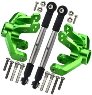 1/10 Baja Rey 4WD Desert Truck (LOS03008) Upgrade Parts Aluminum Front Knuckle Arm   Stainless Steel Adjustable Tie Rods - 18Pc Set Green