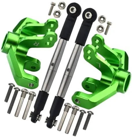 1/10 Baja Rey 4WD Desert Truck (LOS03008) Upgrade Parts Aluminum Front Knuckle Arm   Stainless Steel Adjustable Tie Rods - 18Pc Set Green