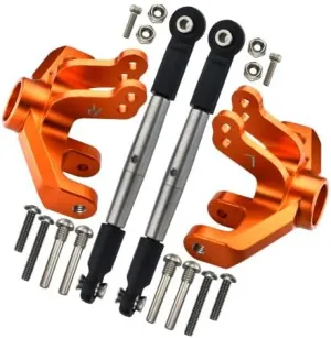1/10 Baja Rey 4WD Desert Truck (LOS03008) Upgrade Parts Aluminum Front Knuckle Arm   Stainless Steel Adjustable Tie Rods - 18Pc Set Orange
