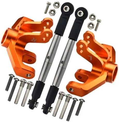 1/10 Baja Rey 4WD Desert Truck (LOS03008) Upgrade Parts Aluminum Front Knuckle Arm   Stainless Steel Adjustable Tie Rods - 18Pc Set Orange