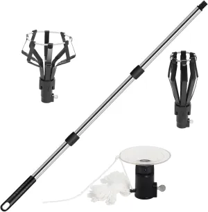 12FT Light Bulb Changer for High Ceilings and Recessed Lights, Light Bulb Pole Changer for High Ceilings, Light Bulb Changer with Baskets and Suction Cup for Household