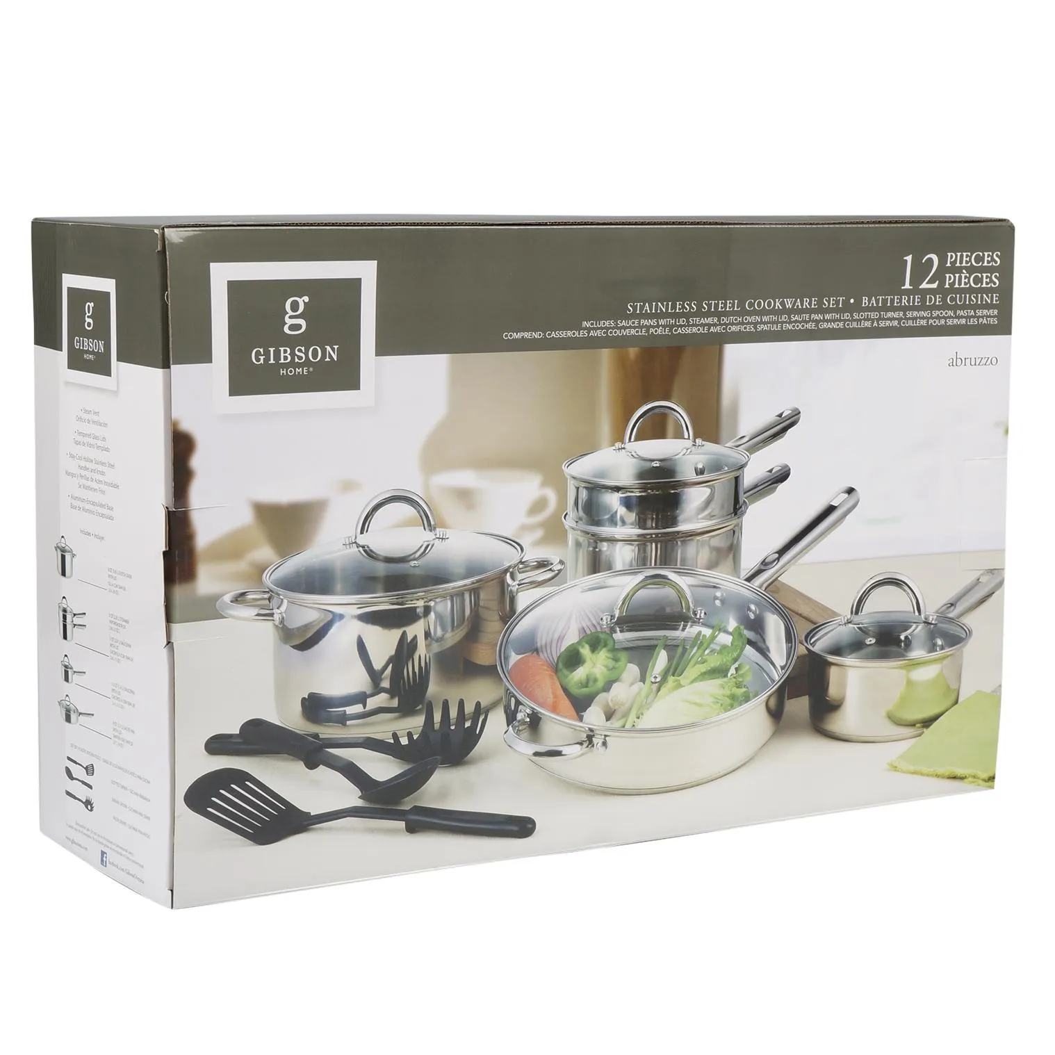 12pc Abruzzo Stainless Steel Cookware Set
