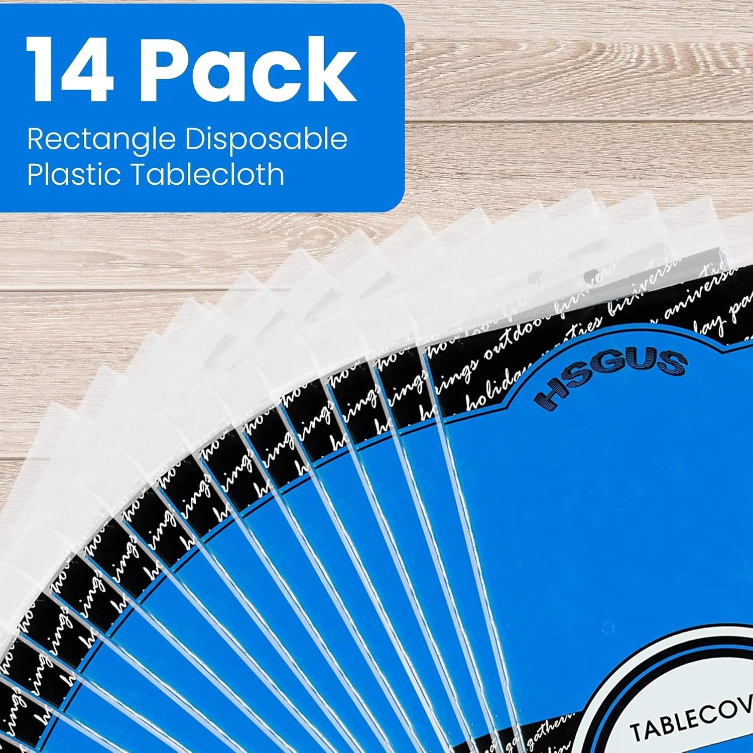 14 Pack Premium Blue Plastic Tablecloth - 54 x 108 in. Disposable Rectangle Plastic Table Cloth - Decorative Rectangle Table Cover Smooth Tablecloth - Disposable Table Cloths For Parties, Weddings
