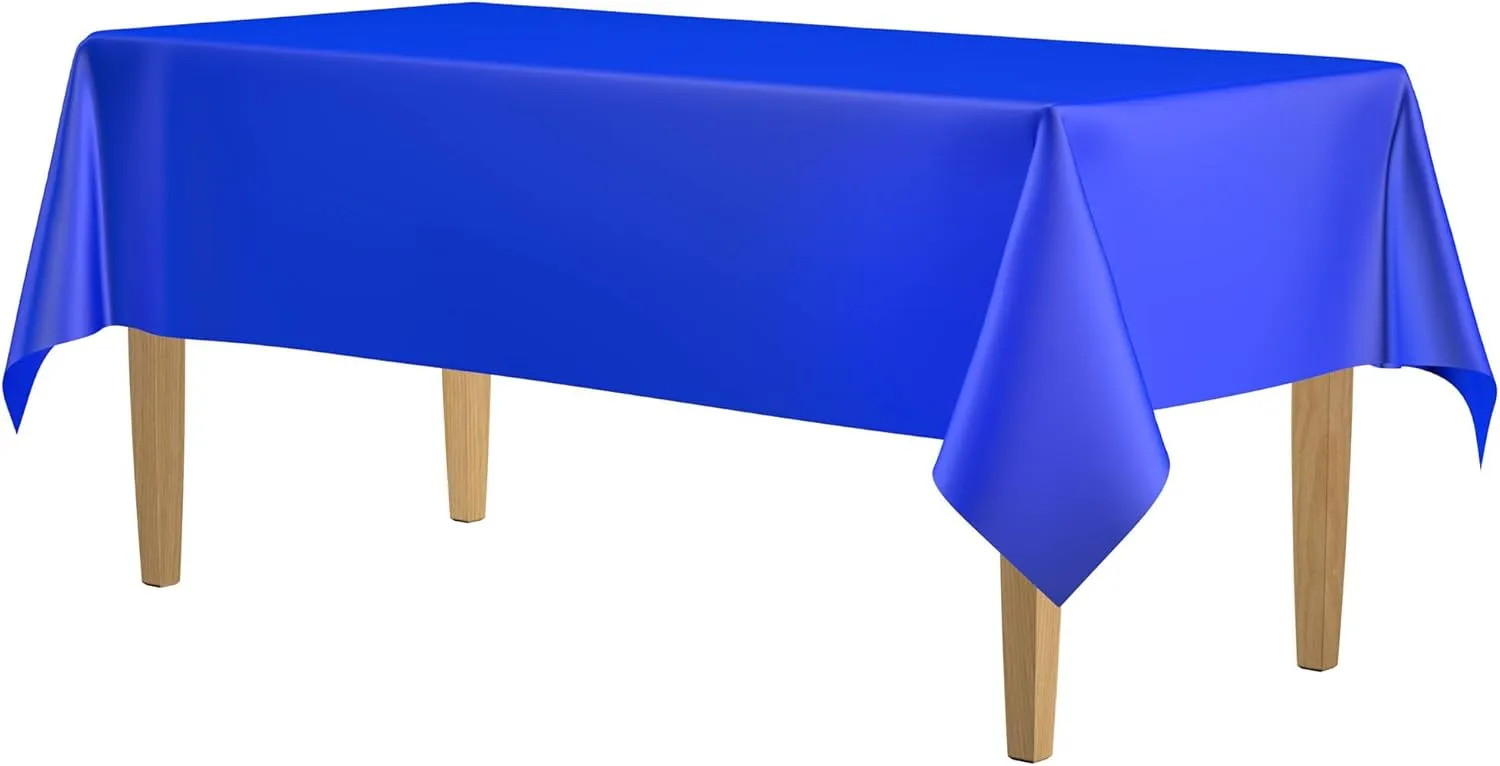 14 Pack Premium Blue Plastic Tablecloth - 54 x 108 in. Disposable Rectangle Plastic Table Cloth - Decorative Rectangle Table Cover Smooth Tablecloth - Disposable Table Cloths For Parties, Weddings