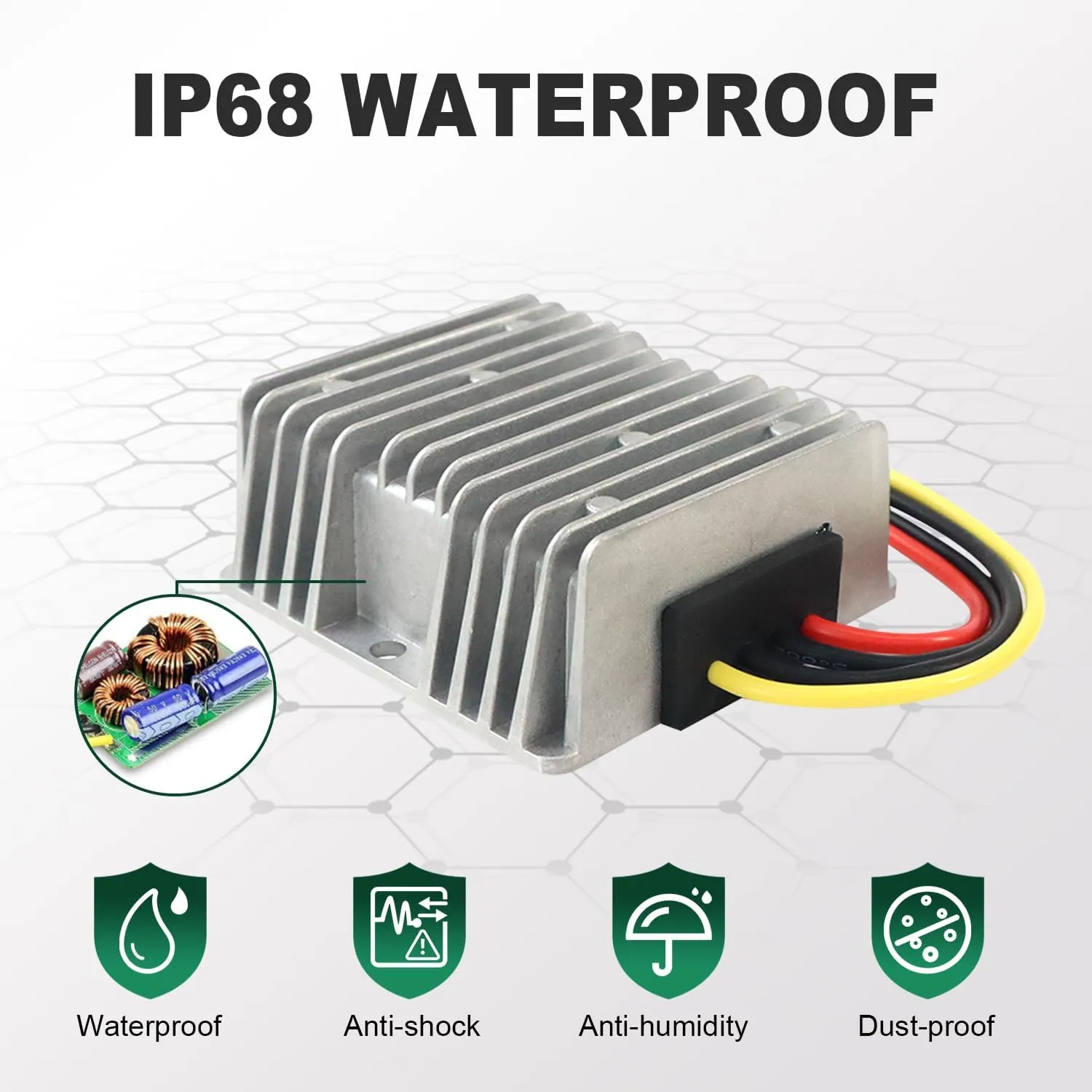15A 180W 18V to 12V Step-Down Converter, DC 12V/24/36V Voltage Reducer Regulator for Golf Cart RC Car LED Lights DIY Toys (DC 17-36V Inputs