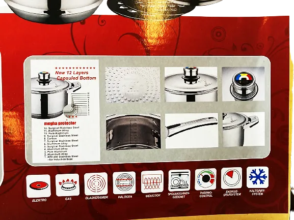 16 Piece Stainless Steel Pots and Pans Set/Batería de 16 piezas de acero inoxidable
