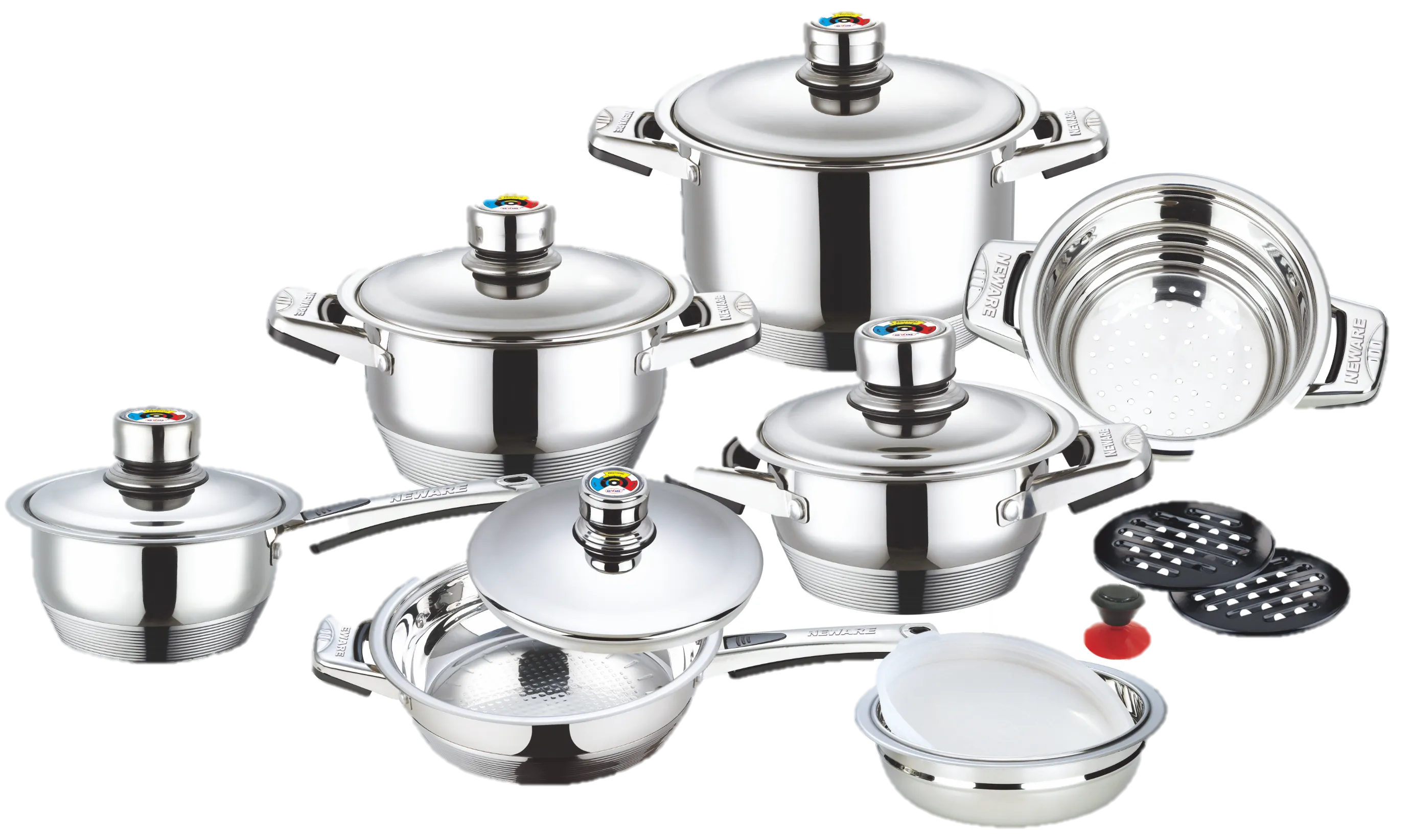 16 Piece Stainless Steel Pots and Pans Set/Batería de 16 piezas de acero inoxidable