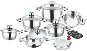 16 Piece Stainless Steel Pots and Pans Set/Batería de 16 piezas de acero inoxidable
