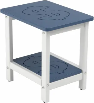 16.6'' 2-Tier HDPE Outdoor Side Table, All-Weather Small Outdoor Table for Adirondack, Patio, Porch, Balcony, Poolside (Navy&White)