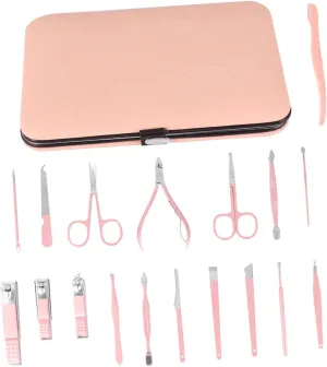 18pcs Rose Gold Nail Trimmer Set Multi Functional Manicure Tools for Men Women Ergonomic Nail Clippers Files Care Accessories Present for