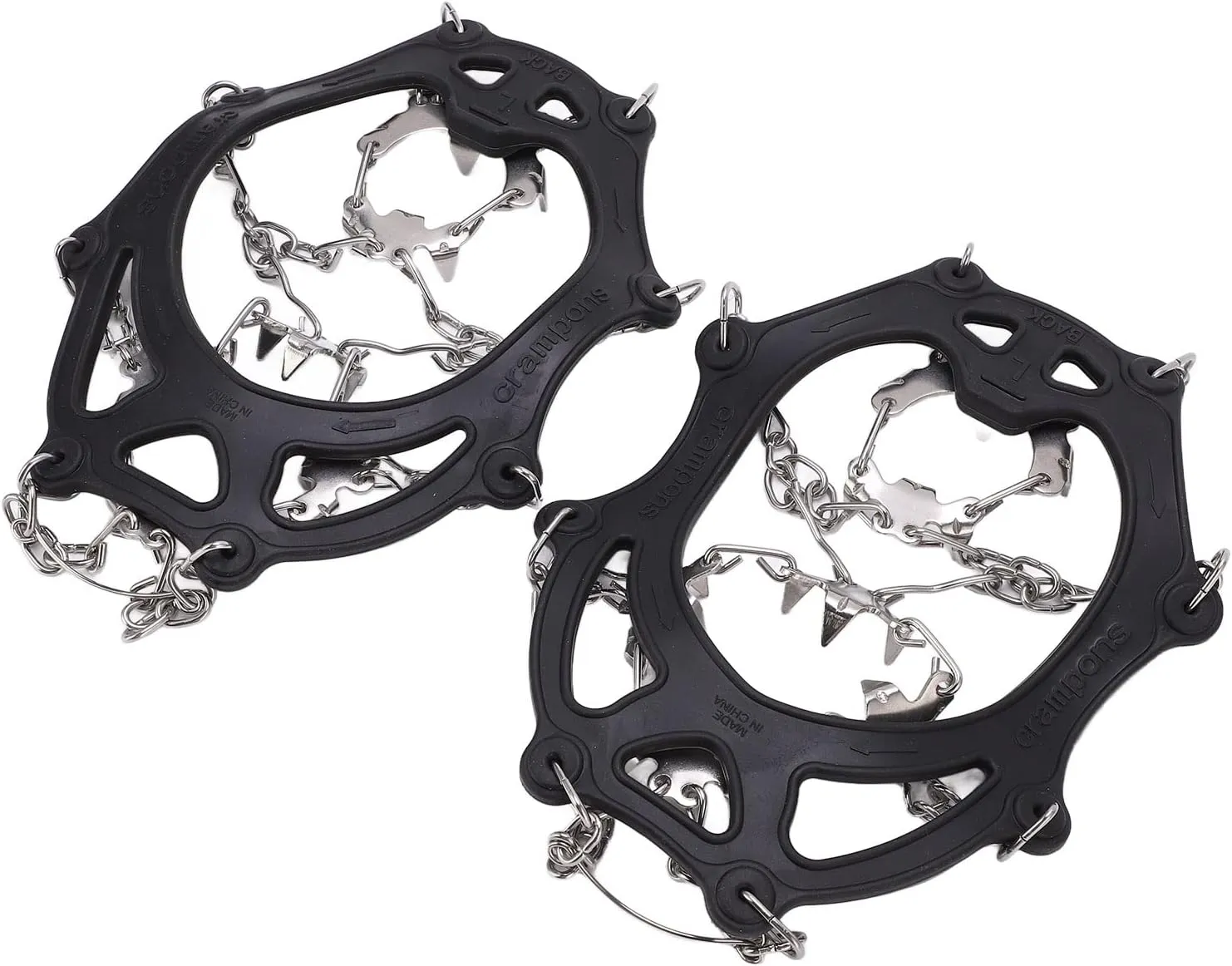 19 Spikes Traction Cleats, Shoe Crampons with Steel Claws, Non Slip Snow Grips for Hiking Walking Mountaineering, Elasticity TPE Material, Durably and Recyclable