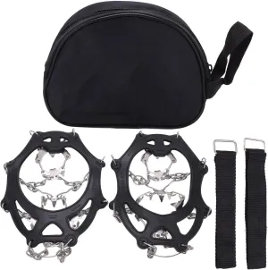19 Spikes Traction Cleats, Shoe Crampons with Steel Claws, Non Slip Snow Grips for Hiking Walking Mountaineering, Elasticity TPE Material, Durably and Recyclable