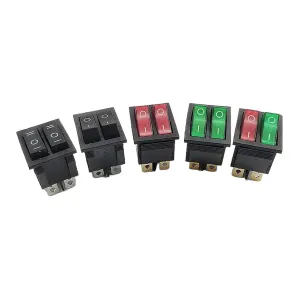 1PCS KCD8 6PIN 16A 250V 20A 125V Double Light Switch Rocker Switch Waterproof ON-Off KCD6 Boat Power Switch(Green)