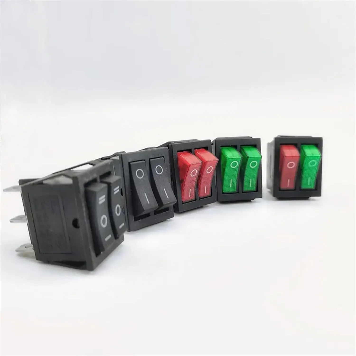 1PCS KCD8 6PIN 16A 250V 20A 125V Double Light Switch Rocker Switch Waterproof ON-Off KCD6 Boat Power Switch(Green)
