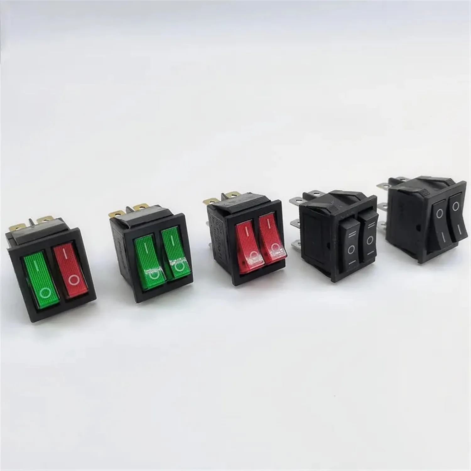 1PCS KCD8 6PIN 16A 250V 20A 125V Double Light Switch Rocker Switch Waterproof ON-Off KCD6 Boat Power Switch(Green)