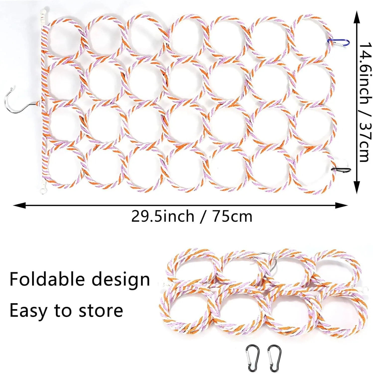 1Pcs Rat Climbing Rope Net Toy for Cage, Bird Hemp Rope Perch Swing, Ladder Rope Bridge Hanging Hammock, Small Animal Activity Toy for Mouse, Mice, Parrot, Bird (Random Color)