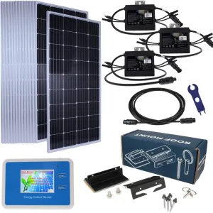 1stStepSolar DIY Solar Kit (12 Panels) – Includes Mounting, Microinverter, Monitor, and Wiring. DIY Solar Roof System for House, Garage or Shed. Plug and Play [1st Step Solar] (2400W, Silver)