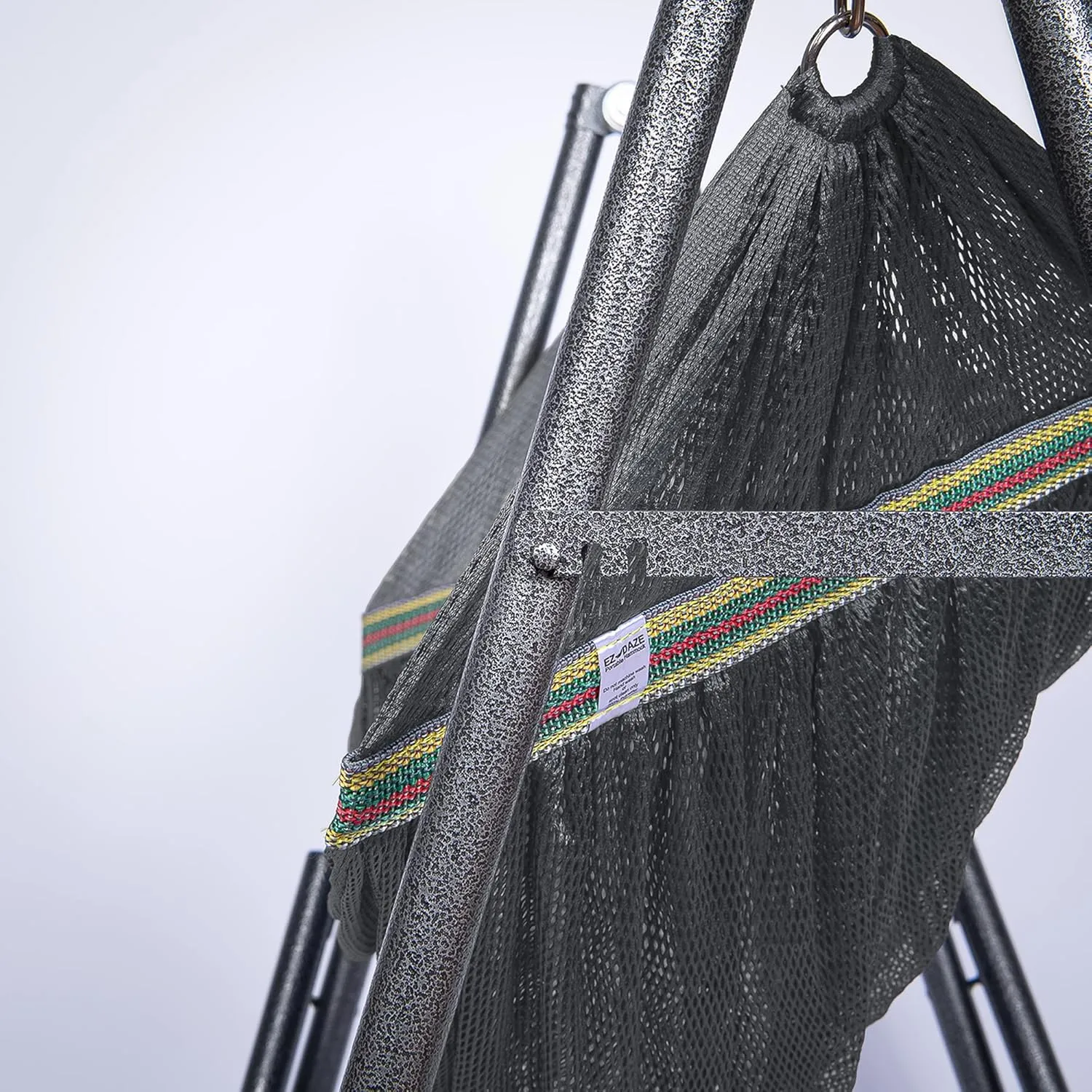 2 in 1 Hammock and Swinging Chair with Collapsible Steel Stand 450 lbs Capacity- Carrying Case, Portable & Adjustable, Perfect for Camping Beach Summer Patio, EZ Daze Foldable Hammock with Stand-Grey