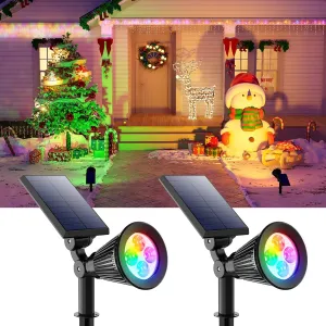 2 Pack Color Changing Solar Spotlights Outdoor for Decorations, Tree, Statue, House Wall, Super Bright Waterproof Solar Lanscape Spot Lights Uplighting for Outside, Yard, Garden, Adjustable Brightness