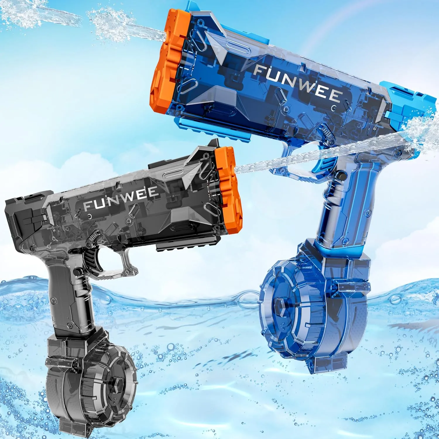 2 Pack Electric Water Guns for Kids, Long Range Powerful Classic Water Squirt, Strongest Full Automatic Water Pistol High Capacity 400  Water Blaster, Summer Outdoor Swimming Pool Water Toy