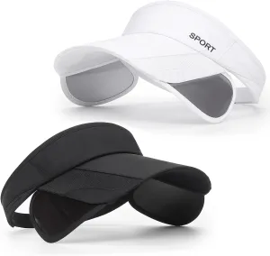 2 Pack Sun Golf Visor Hats for Women, Adjustable Retractable Brim Golf Cap Beach Hats for Women