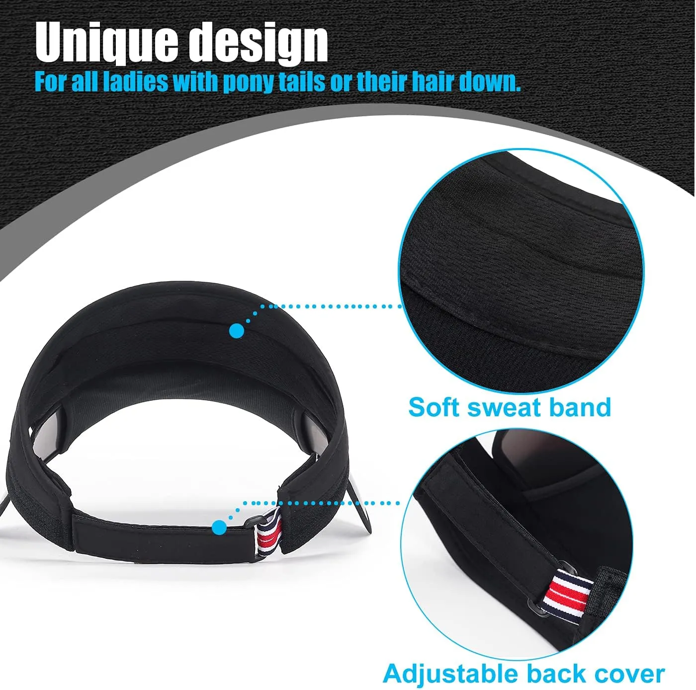 2 Pack Sun Golf Visor Hats for Women, Adjustable Retractable Brim Golf Cap Beach Hats for Women