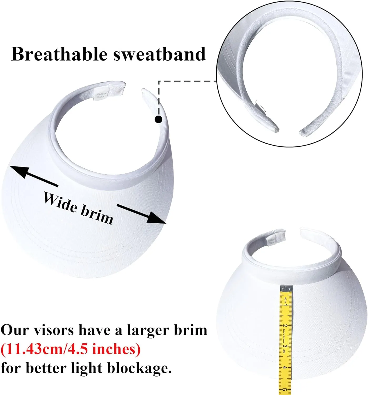 2 Pack Sun Visors Women Wide Brim Clip on Summer Hats Adjustable UV Protection