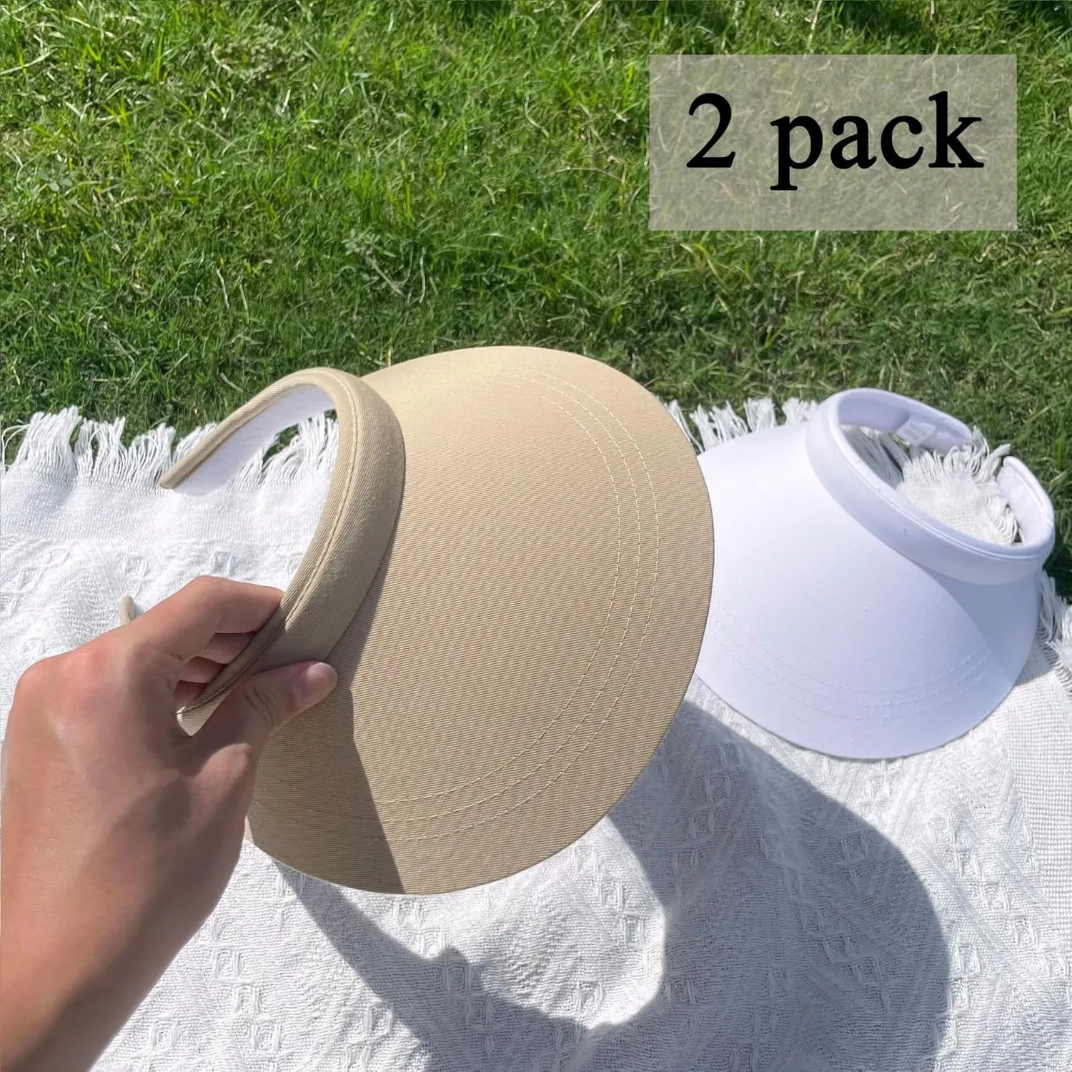 2 Pack Sun Visors Women Wide Brim Clip on Summer Hats Adjustable UV Protection