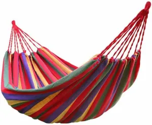 2 Persons Double Camping Hammock,Suitable for Indoor Outdoor Backpacking, Travel, Hiking, Beach (Red Without Rod)