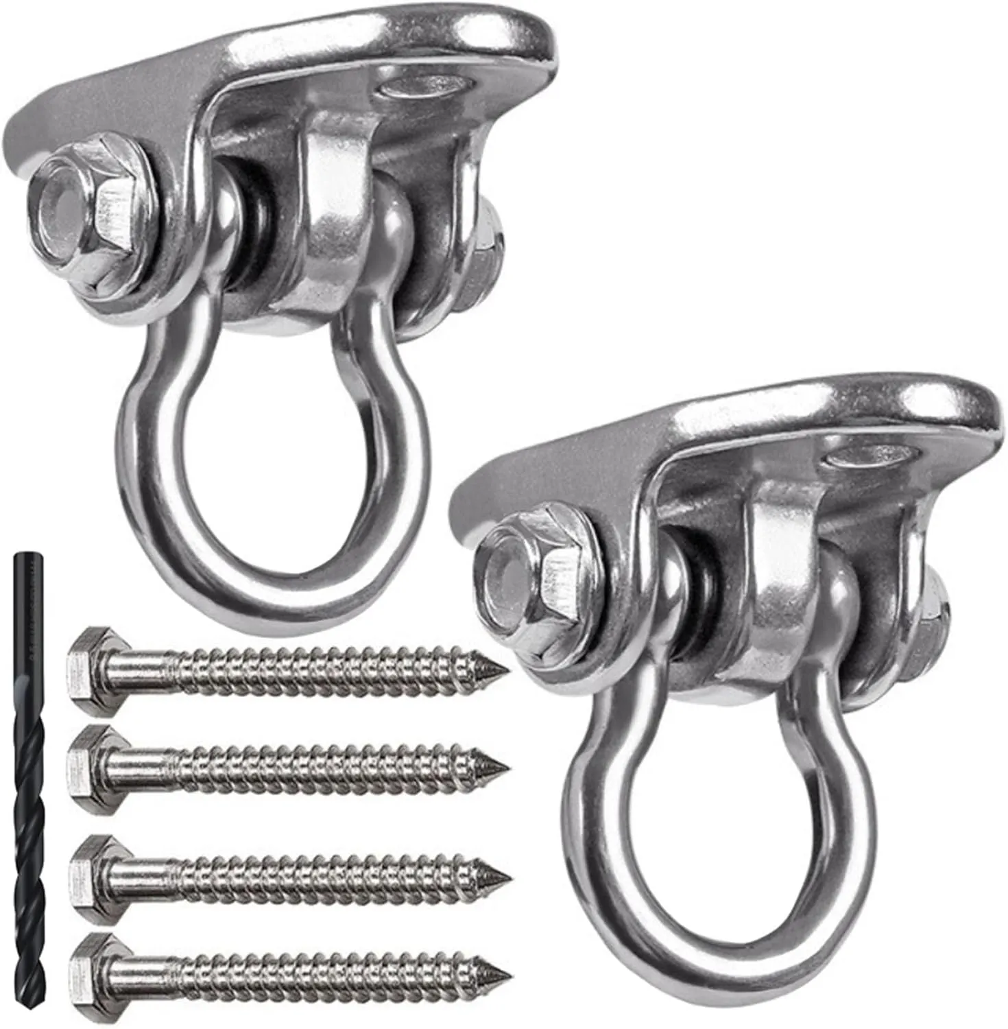 2 sets of stainless steel swing hanger, 180° swivel swing hook, 1500 lb load-bearing wooden concrete playground hammock, yoga hammock, ropes, slings, porch swing
