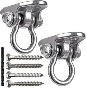 2 sets of stainless steel swing hanger, 180° swivel swing hook, 1500 lb load-bearing wooden concrete playground hammock, yoga hammock, ropes, slings, porch swing