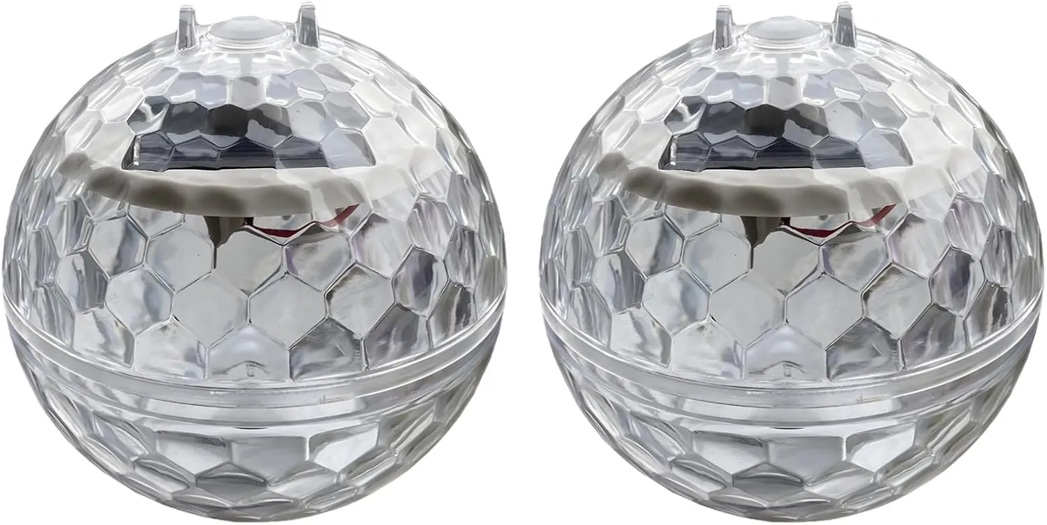 2 Solar-Powered Floating Pond Lights, Waterproof Multi-Color Led Spheres for Yard & Pool Lighting