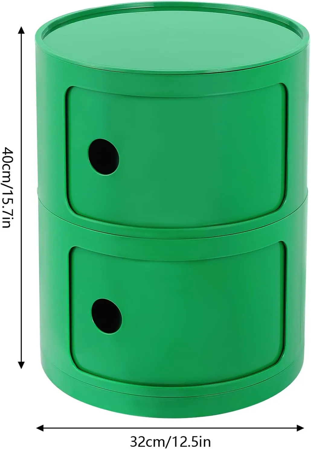 2 Tier Rounded Cabinet, Round Nightstand Detachable End Table with Storage Lightweight Side Table, Round End Table with Storage for Living Room Bedroom Bathroom Kitchen (Green)