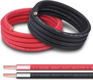 2/0 AWG Battery Cable 10FT Red Black - 2/0 Gauge Pure Copper OFC Welding Cable (Upgraded with Thicker Insulation) - Higher Durability for Automotive, Battery, Solar, Generator