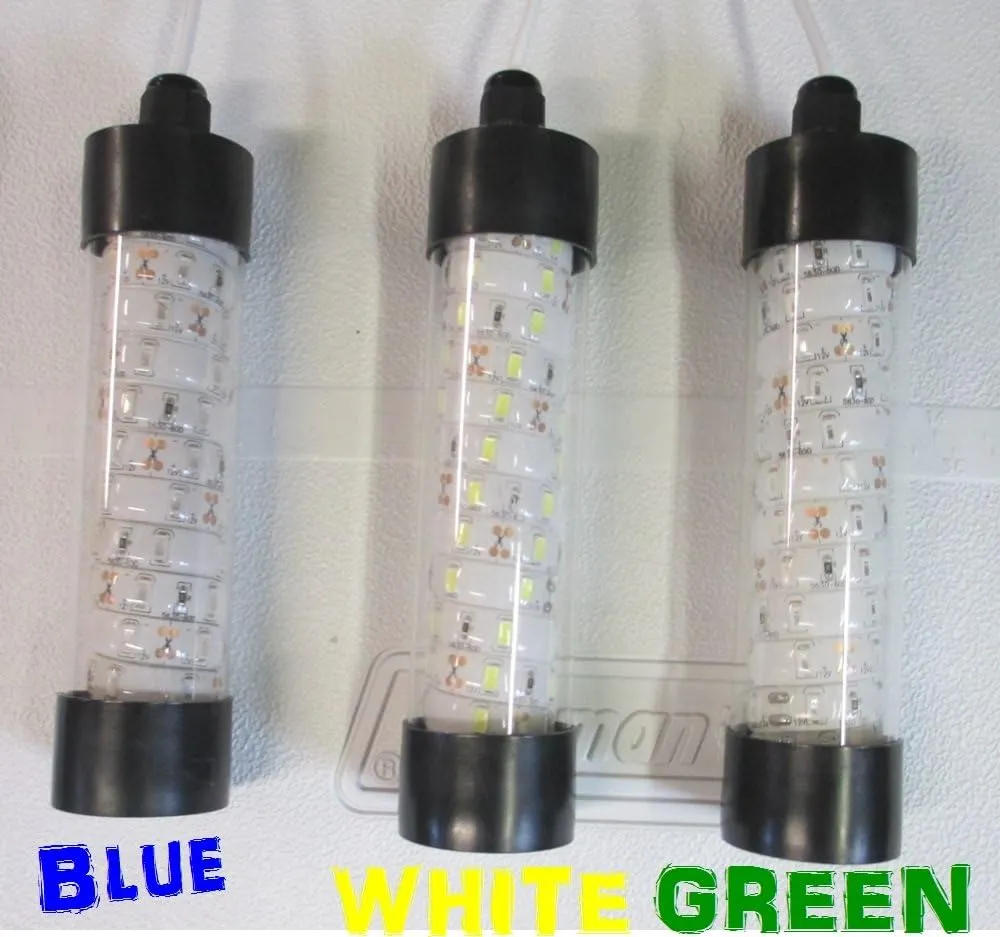 2000 Lumen - 12V LED Green, White OR Blue Underwater Submersible Night Fishing Light Crappie Squid shad Ice