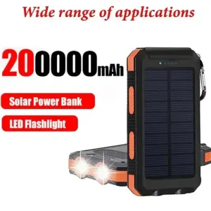 200000mAh Solar Power Bank Waterproof Mobile Power Large Capacity Power Bank Fast Charging Battery For iPhone Samsung Xiaomi