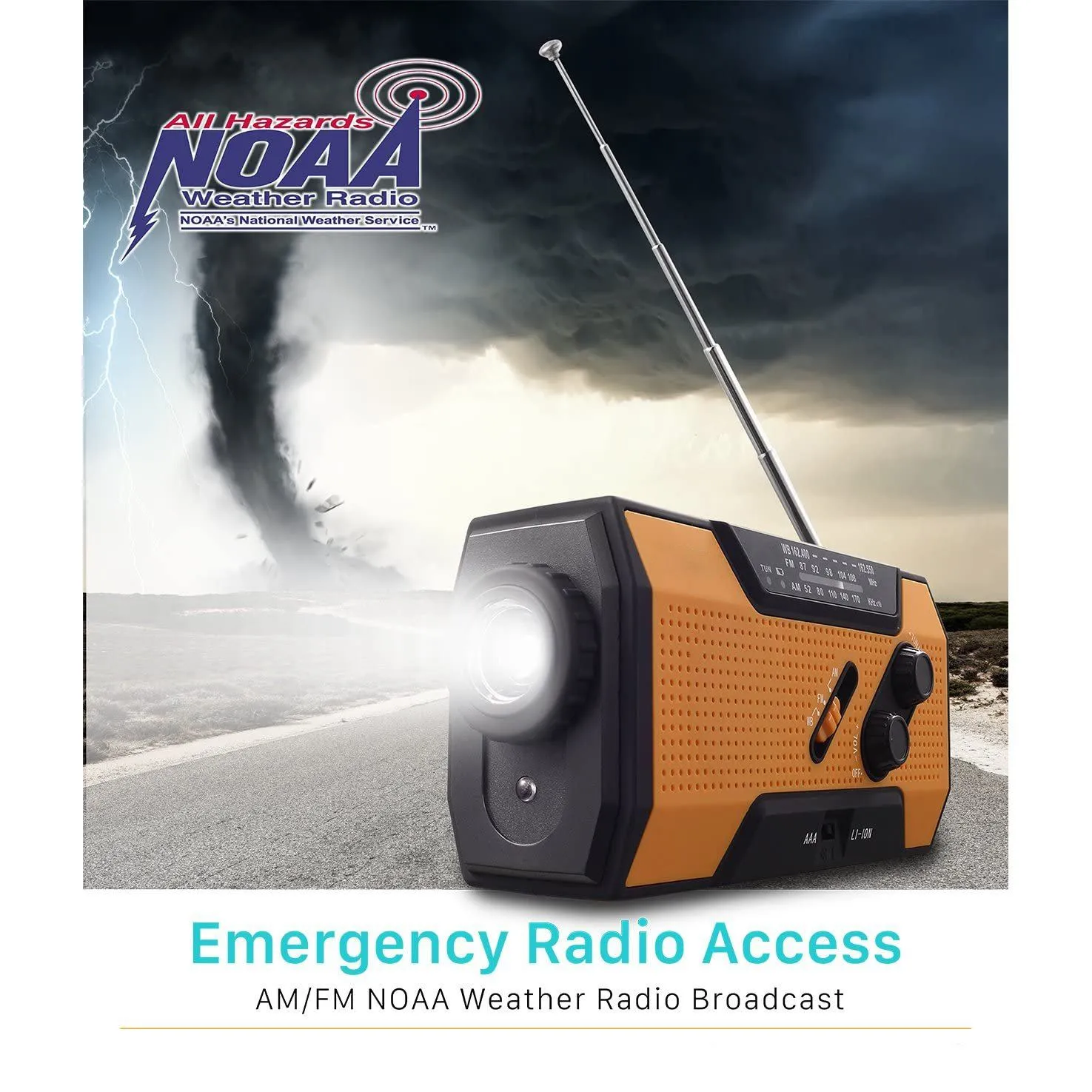 2000mAh NOAA Emergency Weather Radio Portable Power Bank with Solar Charging