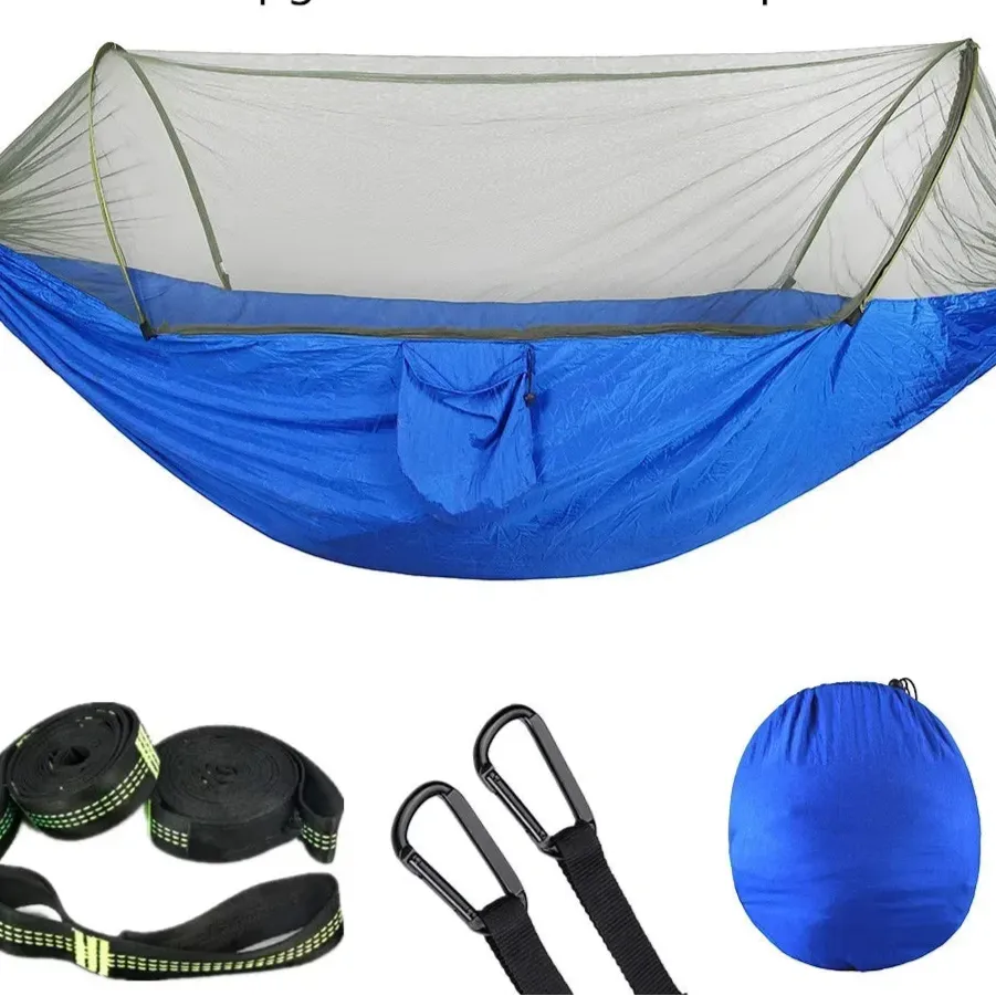 2023 Camping Hammock with Mosquito Net Pop-Up Light Portable Outdoor Parachute Hammocks Swing Sleeping Hammock Camping Stuff