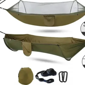 2023 Camping Hammock with Mosquito Net Pop-Up Light Portable Outdoor Parachute Hammocks Swing Sleeping Hammock Camping Stuff