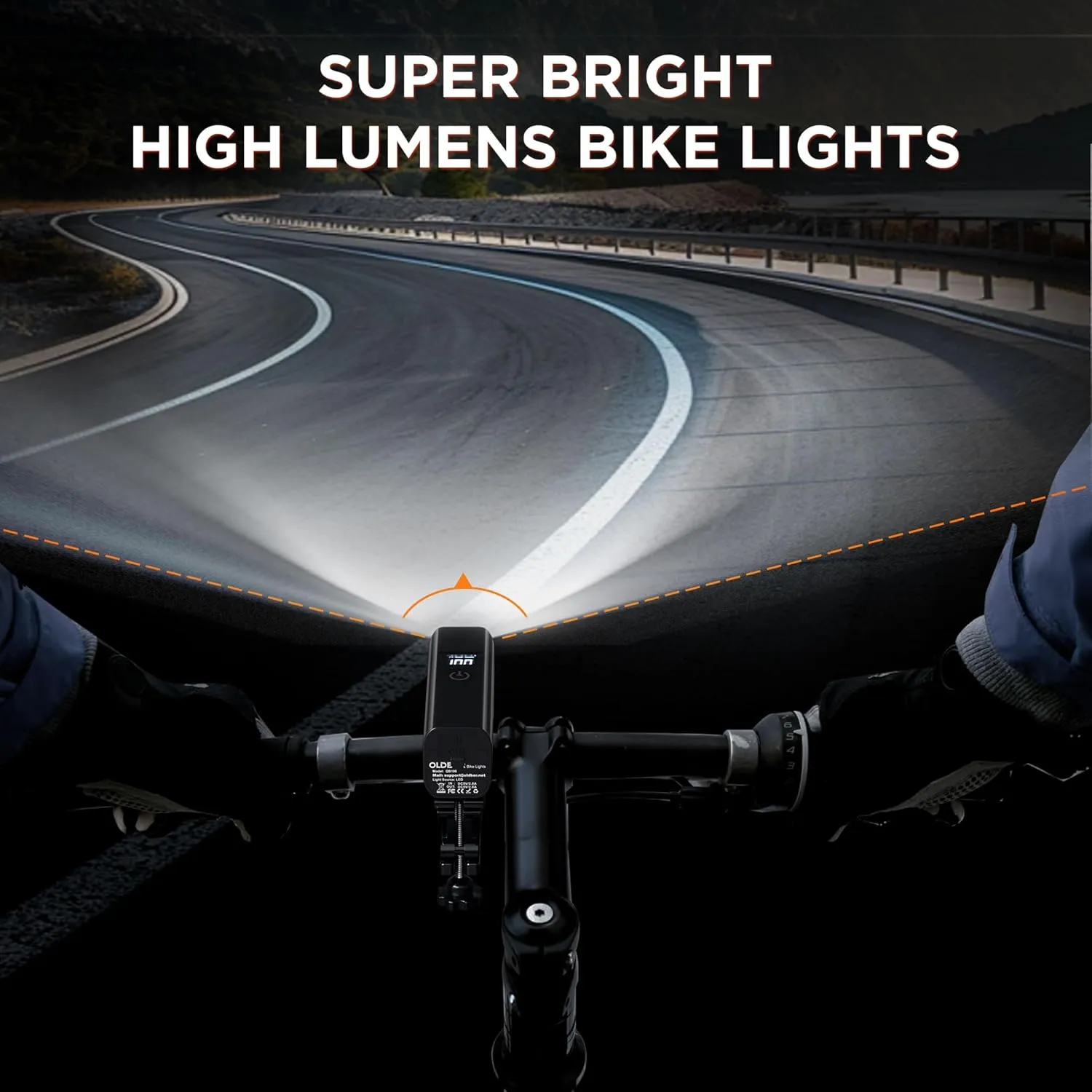 2025 New Bike Lights for Night Riding, Aluminum 1200 Lumens Rechargeable Super Bright Bicycle Headlight and Back Taillight, Waterproof LED Display 6 4 Modes Bicycle Lights Sets