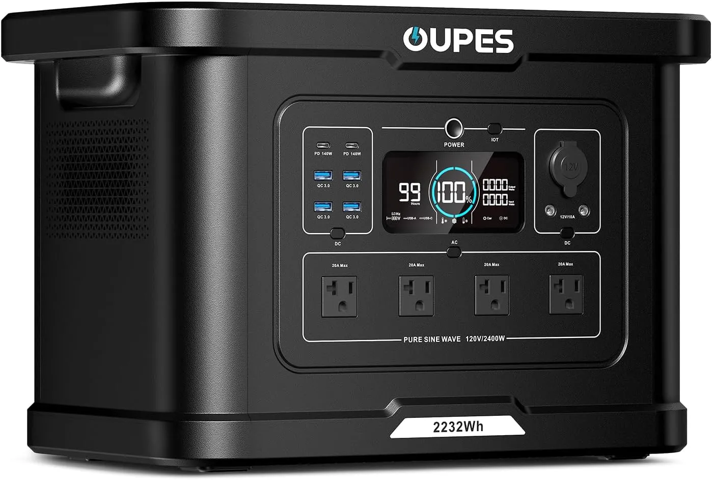 [2025 New] OUPES Exodus 2400 Portable Power Station 2400W (4500W Surge), 2232Wh LiFePO4 Battery Generator with UPS & APP Control, 1.2H Fast Charge, Solar Ready for Camping, RV, Home Backup